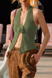 Sexy Solid Backless Halter Tops