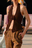 Sexy Solid Backless Halter Tops