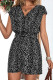 Casual Vintage Geometric Print Fold With Belt V Neck Loose Rompers