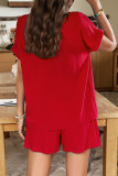 Casual Simplicity Solid Pocket O Neck Short Sleeve Two Pieces