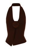 Sexy Solid Backless Halter Tops