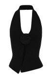 Sexy Solid Backless Halter Tops