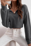 Casual Simplicity Solid Turndown Collar Tops