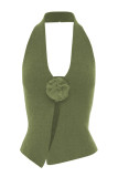 Sexy Solid Backless Halter Tops
