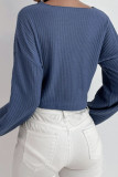 Casual Simplicity Solid Turndown Collar Tops