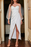Celebrities Elegant Solid Lace Hollowed Out See-through O Neck Evening Dress Dresses