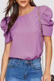 Casual Solid Fold O Neck T-Shirts