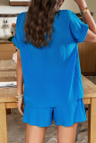 Casual Simplicity Solid Pocket O Neck Short Sleeve Two Pieces