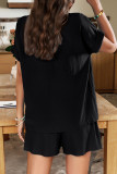 Casual Simplicity Solid Pocket O Neck Short Sleeve Two Pieces