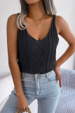 Solid Hollowed Out U Neck Tops