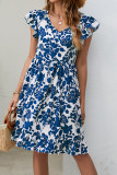 Sweet Elegant Print Flowers V Neck A Line Dresses