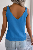 Solid Hollowed Out U Neck Tops