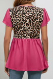 Vintage Print Leopard Patchwork O Neck T-Shirts