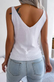 Solid Hollowed Out U Neck Tops