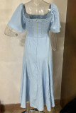 Casual Solid Square Collar A Line Dresses