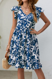 Sweet Elegant Print Flowers V Neck A Line Dresses