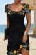 Casual Vintage Floral Square Collar Printed Dress Short Sleeve Dress
