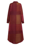 Casual Plaid Pocket Buckle Shirt Collar A Line Dresses