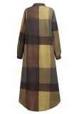 Casual Plaid Pocket Buckle Shirt Collar A Line Dresses