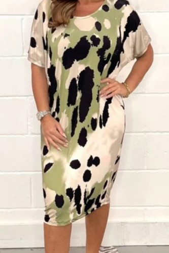 Casual Animal Print Print U Neck Printed Dress Short Sleeve Dress