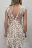 Sexy Solid Patchwork V Neck Princess Dresses