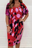 Casual Animal Print Print U Neck Printed Dress Short Sleeve Dress
