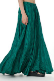Elegant Solid Fold Loose High Waist Type A Solid Color Bottoms