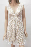 Sexy Solid Patchwork V Neck Princess Dresses