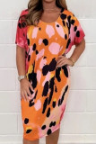 Casual Animal Print Print U Neck Printed Dress Short Sleeve Dress