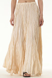 Elegant Solid Fold Loose High Waist Type A Solid Color Bottoms
