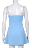Sexy Color Block Hollowed Out Contrast U Neck Sling Dress Dresses