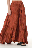 Elegant Solid Fold Loose High Waist Type A Solid Color Bottoms