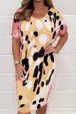Casual Animal Print Print U Neck Printed Dress Short Sleeve Dress