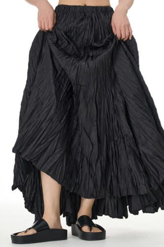 Elegant Solid Fold Loose High Waist Type A Solid Color Bottoms