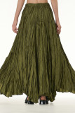 Elegant Solid Fold Loose High Waist Type A Solid Color Bottoms
