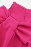 Work Elegant Solid With Bow U Neck Pencil Skirt Dresses