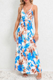 Sexy Vacation Floral Backless V Neck Printed Dress Dresses