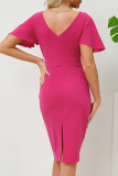 Work Elegant Solid With Bow U Neck Pencil Skirt Dresses