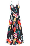Sexy Vacation Floral Backless V Neck Printed Dress Dresses