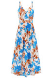 Sexy Vacation Floral Backless V Neck Printed Dress Dresses