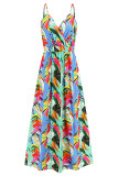 Sexy Vacation Floral Backless V Neck Printed Dress Dresses
