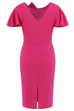 Work Elegant Solid With Bow U Neck Pencil Skirt Dresses
