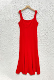 Celebrities Elegant Solid Patchwork U Neck Trumpet Mermaid Dresses