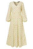 Elegant Floral Patchwork V Neck Printed Dress Dresses