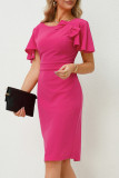 Work Elegant Solid With Bow U Neck Pencil Skirt Dresses