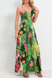 Sexy Vacation Floral Backless V Neck Printed Dress Dresses
