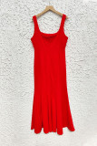 Celebrities Elegant Solid Patchwork U Neck Trumpet Mermaid Dresses