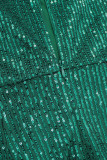 Party Celebrities Solid Tassel Sequins O Neck One Step Skirt Dresses