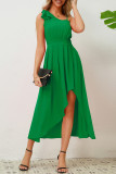 Sweet Solid Fold Asymmetrical With Bow Oblique Collar Irregular Dress Dresses