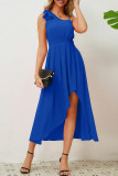 Sweet Solid Fold Asymmetrical With Bow Oblique Collar Irregular Dress Dresses